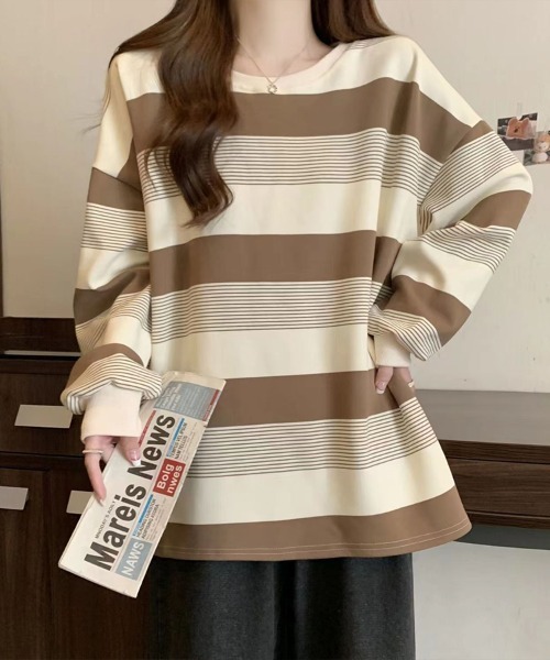 Flugge(フラッジー)の「マルチボーダー柄トップス(その他トップス・レディース・ベージュ/ブラック・MEDIUM/LARGE)」の2枚目の写真