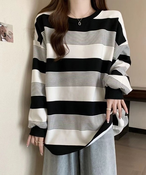 Flugge(フラッジー)の「マルチボーダー柄トップス(その他トップス・レディース・ベージュ/ブラック・MEDIUM/LARGE)」の5枚目の写真