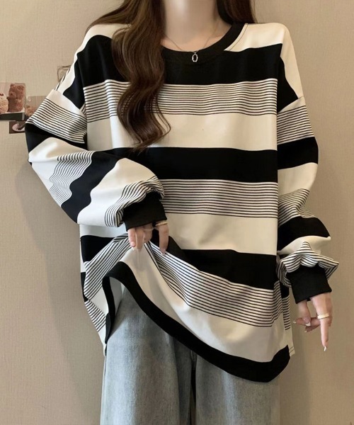 Flugge(フラッジー)の「マルチボーダー柄トップス(その他トップス・レディース・ベージュ/ブラック・MEDIUM/LARGE)」の6枚目の写真