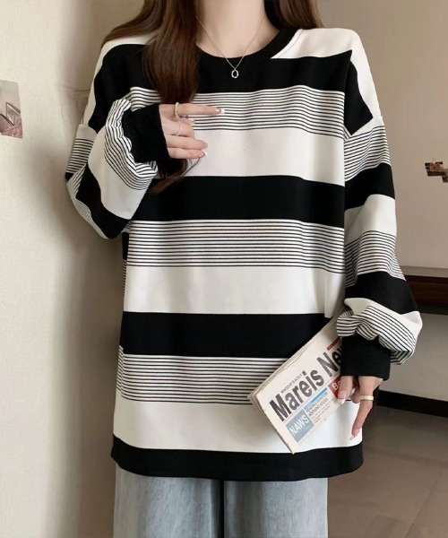 Flugge(フラッジー)の「マルチボーダー柄トップス(その他トップス・レディース・ベージュ/ブラック・MEDIUM/LARGE)」の7枚目の写真