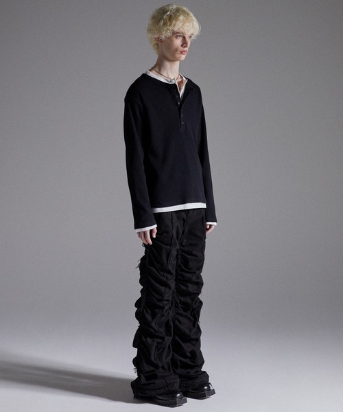 GRANCY（グランシー）の「【GRANCY】Double-layered Thermal Henley Long Sleeve T-Shirt / ダブルレイヤードサーマルヘンリーロンT（Tシャツ/カットソー・メンズ・グレー/ブラック・L/M/S）」の14枚目の写真