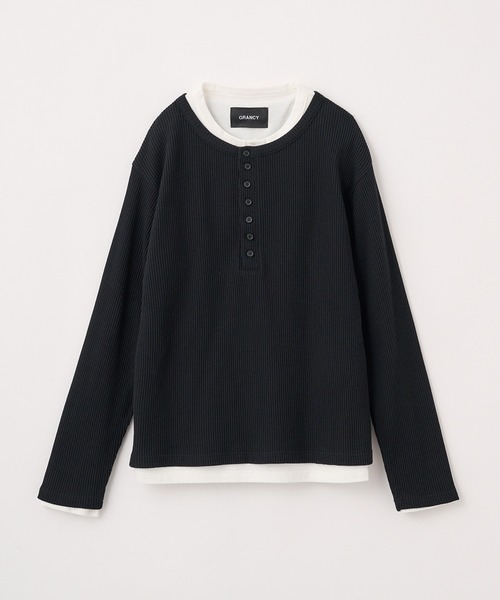 GRANCY グランシー クロスパッチダメージサーマルロンT グレー GRANCY 