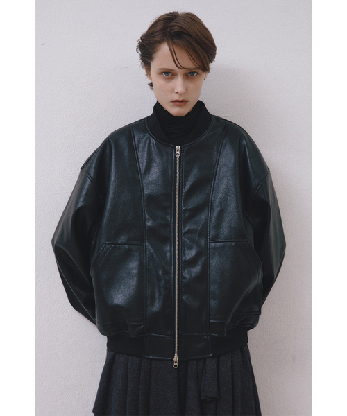 Oversized Leather Blouson (Black)