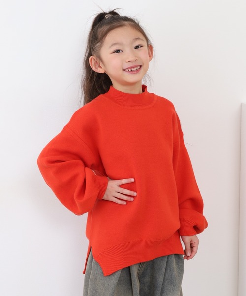 OMNES（オムネス）の「スウェットライクニットプルオーバー（スウェット・キッズ・モカ/オレンジ・120cm/130cm/140cm/110cm）」の4枚目の写真