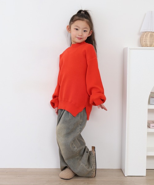 OMNES（オムネス）の「スウェットライクニットプルオーバー（スウェット・キッズ・モカ/オレンジ・120cm/130cm/140cm/110cm）」の9枚目の写真
