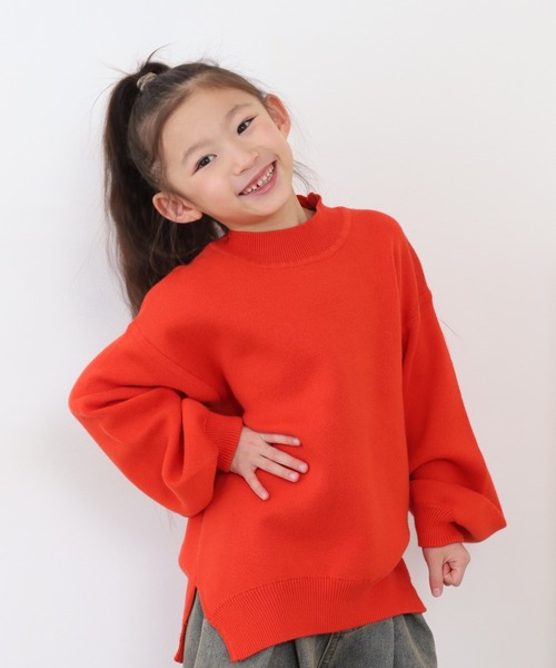 OMNES（オムネス）の「スウェットライクニットプルオーバー（スウェット・キッズ・モカ/オレンジ・120cm/130cm/140cm/110cm）」の6枚目の写真