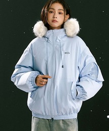 Maison special 青色フード付きファーコート MAISON SPECIALビッグ