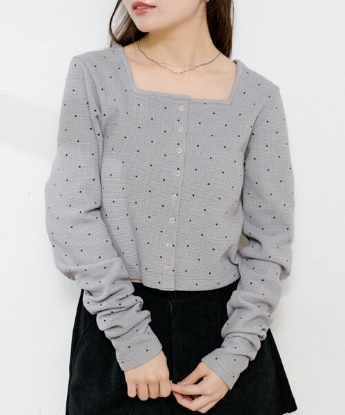 Kastane（カスタネ）の「【ZOZO先行/7色展開】サーマルカーディガン（カーディガン/ボレロ・レディース・グレー/アイボリー/ネイビー/ダークブルー/ピンク/ホワイト系その他/ホワイト・FREE）」の4枚目の写真