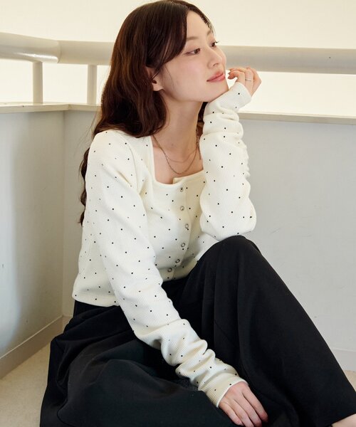 Kastane（カスタネ）の「【ZOZO先行/7色展開】サーマルカーディガン（カーディガン/ボレロ・レディース・グレー/アイボリー/ネイビー/ダークブルー/ピンク/ホワイト系その他/ホワイト・FREE）」の22枚目の写真