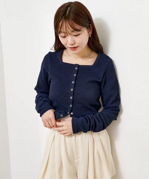 Kastane（カスタネ）の「【ZOZO先行/7色展開】サーマルカーディガン（カーディガン/ボレロ・レディース・グレー/アイボリー/ネイビー/ダークブルー/ピンク/ホワイト系その他/ホワイト・FREE）」の14枚目の写真