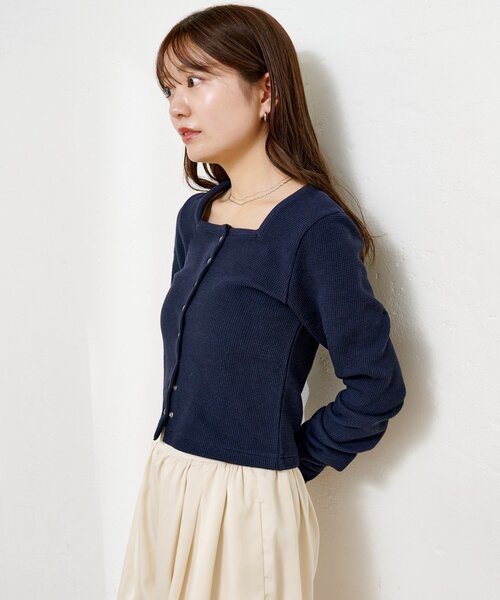 Kastane（カスタネ）の「【ZOZO先行/7色展開】サーマルカーディガン（カーディガン/ボレロ・レディース・グレー/アイボリー/ネイビー/ダークブルー/ピンク/ホワイト系その他/ホワイト・FREE）」の15枚目の写真