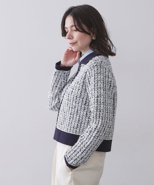 OPAQUE.CLIP(オペークドットクリップ)の「ツイードライクZIPニットカーディガン(カーディガン/ボレロ・レディース・ネイビー系3/イエロー系その他5・40/38/42)」の16枚目の写真