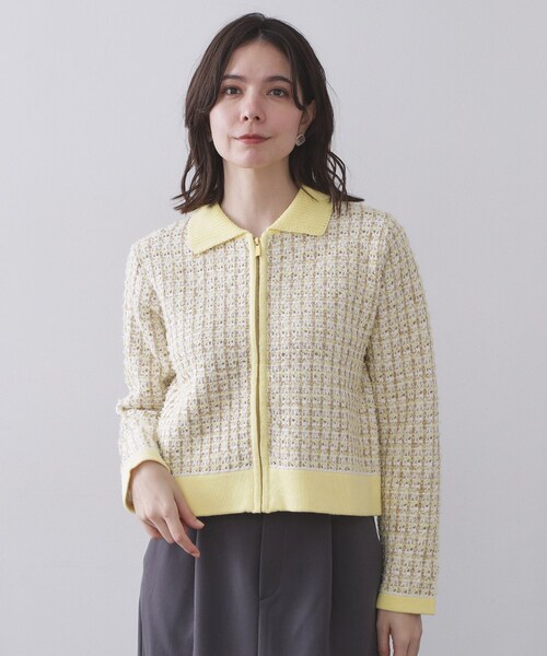 OPAQUE.CLIP(オペークドットクリップ)の「ツイードライクZIPニットカーディガン(カーディガン/ボレロ・レディース・ネイビー系3/イエロー系その他5・40/38/42)」の20枚目の写真