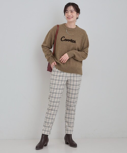 SHOO・LA・RUE（シューラルー）の「【S-LL/洗濯機可】ふわふわがやみつきになる柔らかさ スウェットライクロゴニット（ニット/セーター・レディース・チャコールグレー/ピンク系/ブラウン系/アイボリー・01/02/03/04）」の11枚目の写真