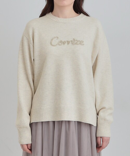 SHOO・LA・RUE（シューラルー）の「【S-LL/洗濯機可】ふわふわがやみつきになる柔らかさ スウェットライクロゴニット（ニット/セーター・レディース・チャコールグレー/ピンク系/ブラウン系/アイボリー・01/02/03/04）」の21枚目の写真