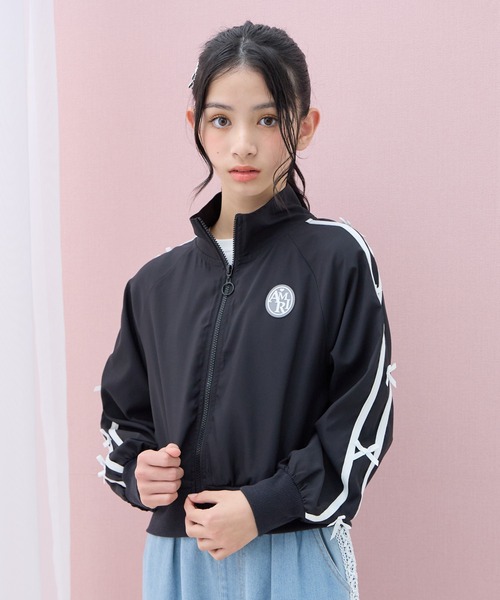 Amourire girl（アムリールガール）の「ラインリボンブルゾン（ブルゾン・キッズ・オフホワイト/ブラック・150cm/140cm/130cm/160cm）」の12枚目の写真