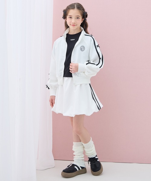 Amourire girl（アムリールガール）の「ラインリボンブルゾン（ブルゾン・キッズ・オフホワイト/ブラック・150cm/140cm/130cm/160cm）」の5枚目の写真