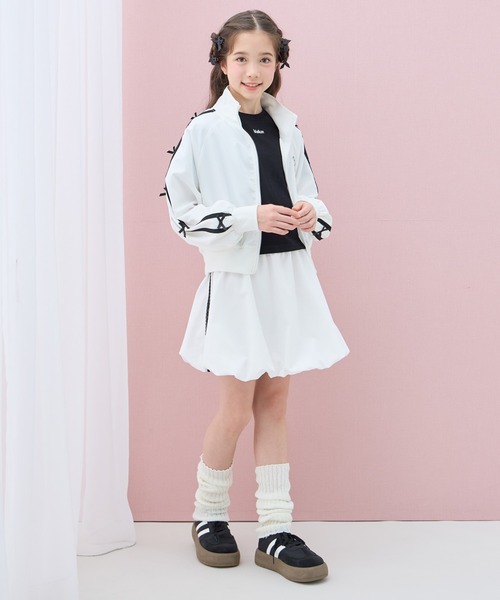 Amourire girl（アムリールガール）の「ラインリボンブルゾン（ブルゾン・キッズ・オフホワイト/ブラック・150cm/140cm/130cm/160cm）」の6枚目の写真