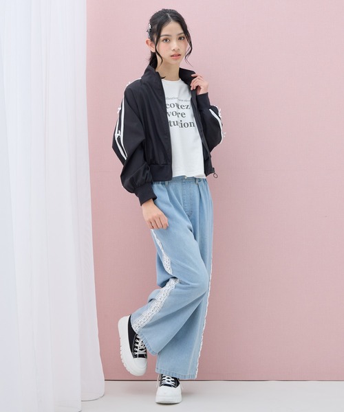 Amourire girl（アムリールガール）の「ラインリボンブルゾン（ブルゾン・キッズ・オフホワイト/ブラック・150cm/140cm/130cm/160cm）」の13枚目の写真