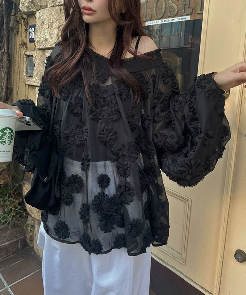 セール】flower motif sheer BL（シャツ/ブラウス）｜WILLFULLY