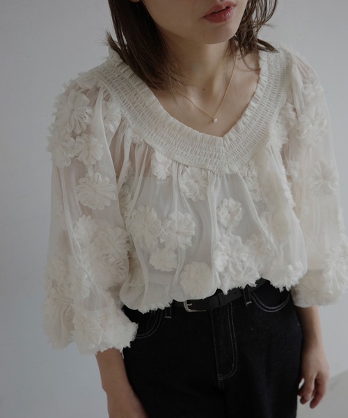 セール】flower motif sheer BL（シャツ/ブラウス）｜WILLFULLY