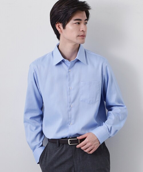 THE SHOP TK (ザ ショップ ティーケー )の「【ビジネス/セレモニー】ドレスへリンボン長袖シャツ(ビジネスシャツ・メンズ・サックスブルー/オフホワイト・01/02/03/04)」の2枚目の写真