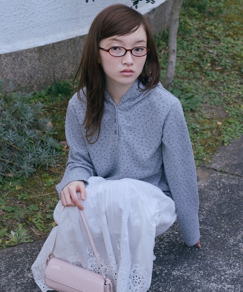 Unblend（アンブレンド）の「【Unblend】フード付 ヘンリーネック アソート 長袖Tシャツ（Tシャツ/カットソー・レディース・杢グレー/グレー系/ネイビー系/ライトブルー・FREE）」の2枚目の写真