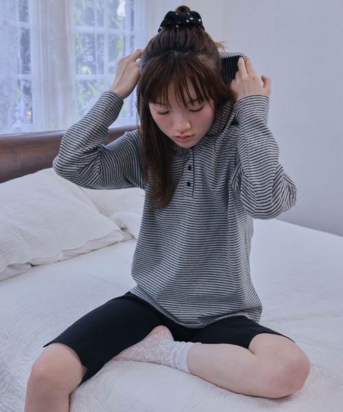 Unblend（アンブレンド）の「【Unblend】フード付 ヘンリーネック アソート 長袖Tシャツ（Tシャツ/カットソー・レディース・杢グレー/グレー系/ネイビー系/ライトブルー・FREE）」の9枚目の写真