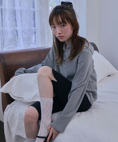 Unblend（アンブレンド）の「【Unblend】フード付 ヘンリーネック アソート 長袖Tシャツ（Tシャツ/カットソー・レディース・杢グレー/グレー系/ネイビー系/ライトブルー・FREE）」の11枚目の写真