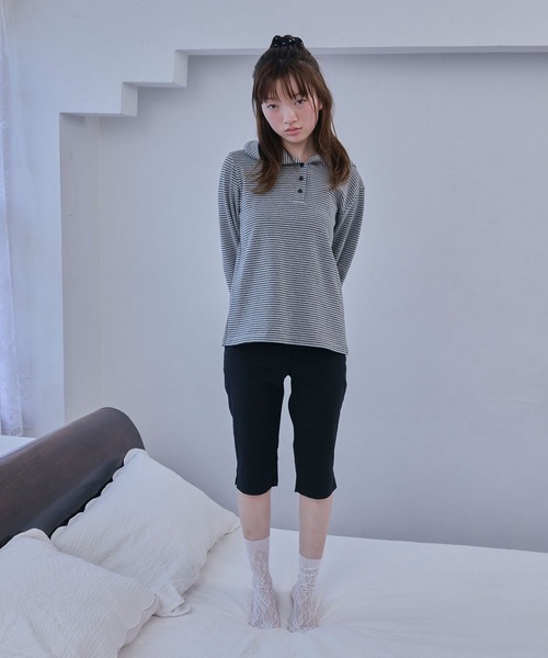 Unblend（アンブレンド）の「【Unblend】フード付 ヘンリーネック アソート 長袖Tシャツ（Tシャツ/カットソー・レディース・杢グレー/グレー系/ネイビー系/ライトブルー・FREE）」の14枚目の写真