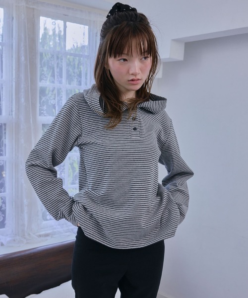 Unblend（アンブレンド）の「【Unblend】フード付 ヘンリーネック アソート 長袖Tシャツ（Tシャツ/カットソー・レディース・杢グレー/グレー系/ネイビー系/ライトブルー・FREE）」の15枚目の写真