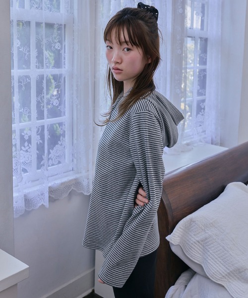 Unblend（アンブレンド）の「【Unblend】フード付 ヘンリーネック アソート 長袖Tシャツ（Tシャツ/カットソー・レディース・杢グレー/グレー系/ネイビー系/ライトブルー・FREE）」の17枚目の写真