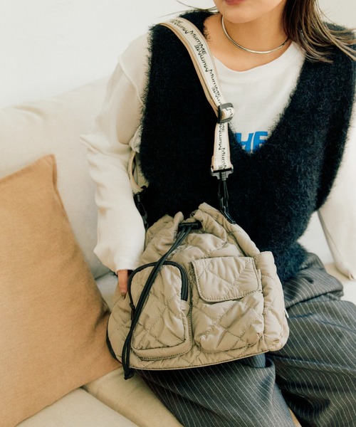CIAOPANIC TYPY（チャオパニックティピー）の「:【大容量／軽量】【MumME】8ポケット巾着BAG（ショルダーバッグ・レディース・ホワイト/グレー/ブラック・ONE SIZE）」の8枚目の写真