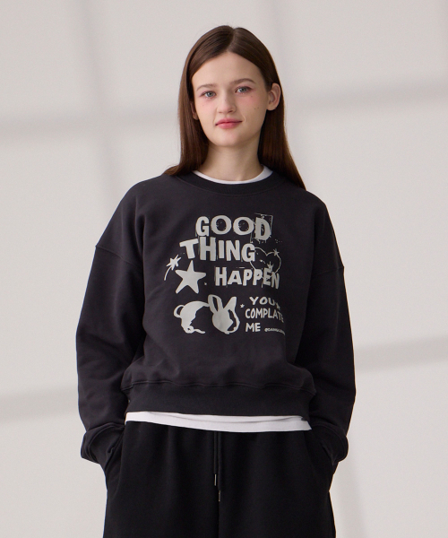 DANGLEDROP(ダングルドロップ)の「DGDP GOOD THING クロップマンツーマンチャコール(スウェット・レディース・その他・S/M)」の5枚目の写真