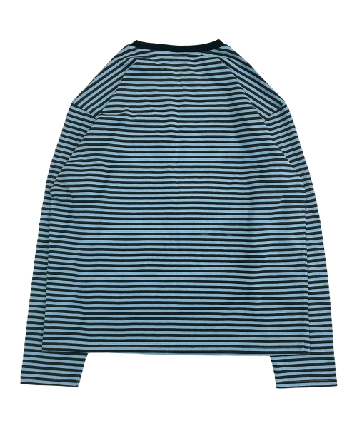THECOLDESTMOMENT(ザコールデストモーメント)の「TCM mini logo stripe long sleeve (sky blue/charcoal)(Tシャツ/カットソー・レディース・その他・L/M)」の3枚目の写真