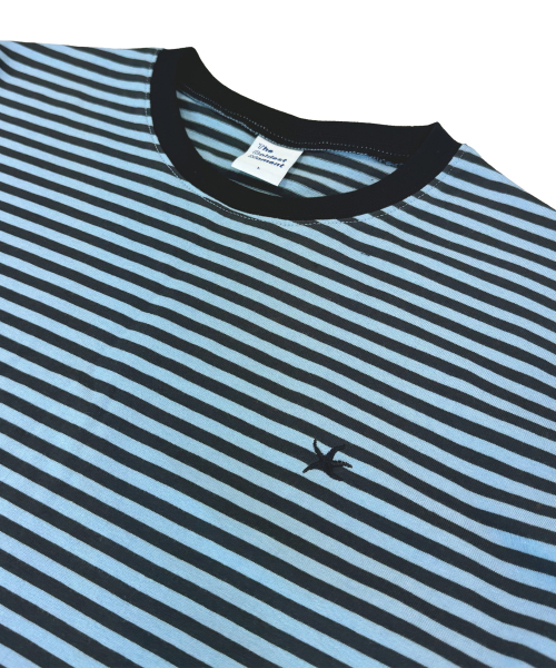THECOLDESTMOMENT(ザコールデストモーメント)の「TCM mini logo stripe long sleeve (sky blue/charcoal)(Tシャツ/カットソー・レディース・その他・L/M)」の4枚目の写真