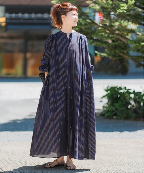 Spick & Span（スピックアンドスパン）の「《WEB限定 / 追加》HYUストライプギャザーシャツワンピース（ワンピース・レディース・その他4・38/36）」の2枚目の写真