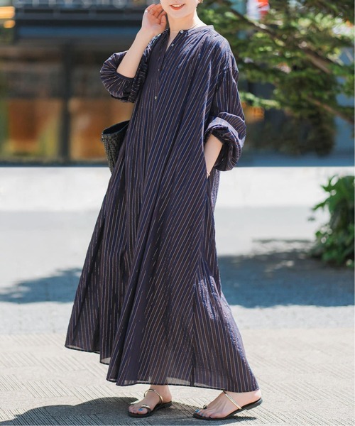 Spick & Span（スピックアンドスパン）の「《WEB限定 / 追加》HYUストライプギャザーシャツワンピース（ワンピース・レディース・その他4・38/36）」の4枚目の写真