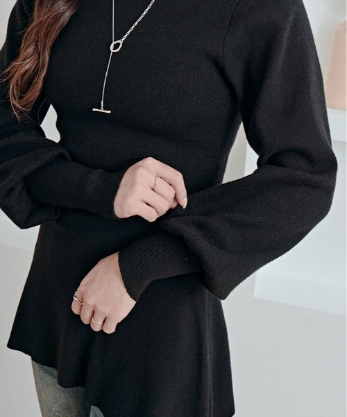 kirakiraShop(キラキラショップ)の「フレア シルエット クルーネック ニット トップス(ニット/セーター・レディース・ブラック/チャコール/ブラウン・FREE)」の6枚目の写真