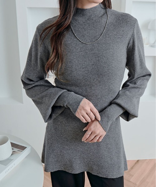kirakiraShop(キラキラショップ)の「フレア シルエット クルーネック ニット トップス(ニット/セーター・レディース・ブラック/チャコール/ブラウン・FREE)」の9枚目の写真
