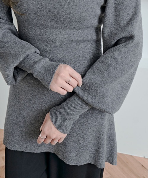 kirakiraShop(キラキラショップ)の「フレア シルエット クルーネック ニット トップス(ニット/セーター・レディース・ブラック/チャコール/ブラウン・FREE)」の11枚目の写真