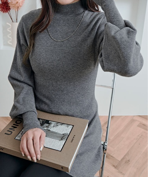 kirakiraShop(キラキラショップ)の「フレア シルエット クルーネック ニット トップス(ニット/セーター・レディース・ブラック/チャコール/ブラウン・FREE)」の12枚目の写真
