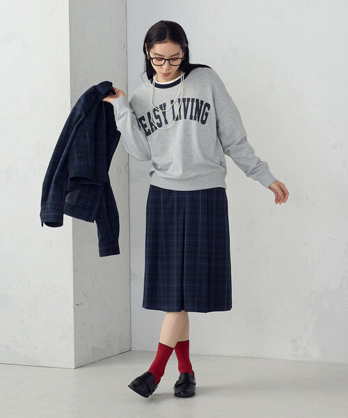 COMME CA ISM(コムサイズム)の「ひざ丈タックスカート / セットアップ対応(スカート・レディース・グリーン系・X-LARGE/LARGE/MEDIUM/SMALL)」の3枚目の写真