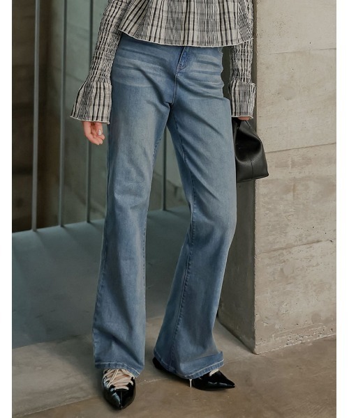 Re:EDIT（リエディ）の「[DENIM COLLECTION][2026S/S COLLECTION][低身長/高身長/大きいサイズ有]ストレッチデニムキックフレアパンツ（デニムパンツ・レディース・ブルー/ブラック/ネイビー・SHORT/AM/MEDIUM/TALL/LARGE/X-LARGE）」の11枚目の写真