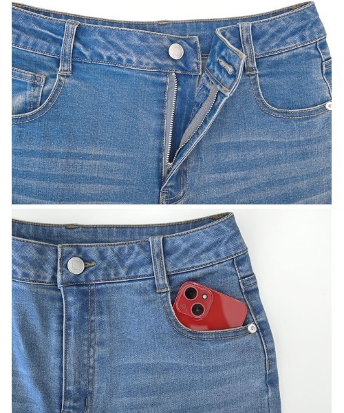 Re:EDIT（リエディ）の「[DENIM COLLECTION][2026S/S COLLECTION][低身長/高身長/大きいサイズ有]ストレッチデニムキックフレアパンツ（デニムパンツ・レディース・ブルー/ブラック/ネイビー・SHORT/AM/MEDIUM/TALL/LARGE/X-LARGE）」の12枚目の写真