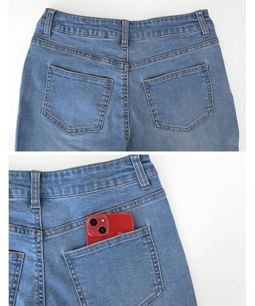 Re:EDIT（リエディ）の「[DENIM COLLECTION][2026S/S COLLECTION][低身長/高身長/大きいサイズ有]ストレッチデニムキックフレアパンツ（デニムパンツ・レディース・ブルー/ブラック/ネイビー・SHORT/AM/MEDIUM/TALL/LARGE/X-LARGE）」の13枚目の写真