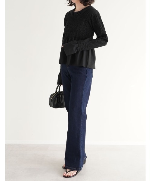 Re:EDIT（リエディ）の「[DENIM COLLECTION][2026S/S COLLECTION][低身長/高身長/大きいサイズ有]ストレッチデニムキックフレアパンツ（デニムパンツ・レディース・ブルー/ブラック/ネイビー・SHORT/AM/MEDIUM/TALL/LARGE/X-LARGE）」の20枚目の写真