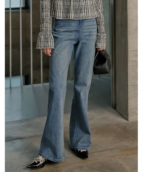 Re:EDIT（リエディ）の「[DENIM COLLECTION][2026S/S COLLECTION][低身長/高身長/大きいサイズ有]ストレッチデニムキックフレアパンツ（デニムパンツ・レディース・ブルー/ブラック/ネイビー・SHORT/AM/MEDIUM/TALL/LARGE/X-LARGE）」の17枚目の写真