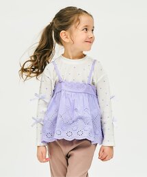 apres les cours | レースビスチェ・リボンワッフルトップスセット_ジュニア対応(Tシャツ/カットソー)