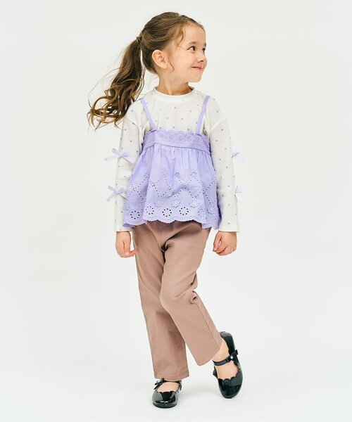 apres les cours（アプレレクール）の「レースビスチェ・リボンワッフルトップスセット（Tシャツ/カットソー・キッズ・その他2/ラベンダー・80/90/100/110/120/130/140）」の14枚目の写真